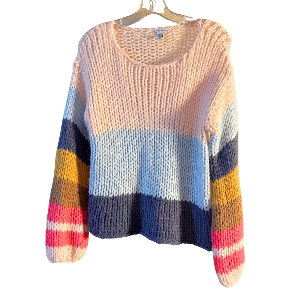 Sisstrevolution Multicolor Aloha Striped Knit Sweater Size Medium Cozy Whimsical - Picture 1 of 8